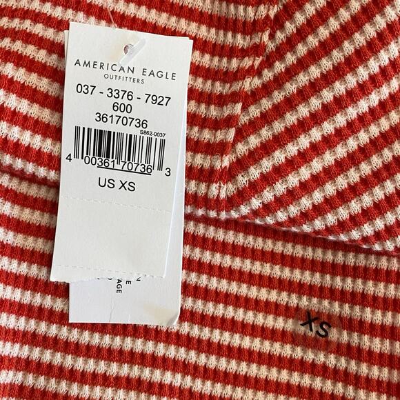 American Eagle NWT Striped Long Sleeve Shirt Womens Size XS Red White - Picture 3 of 9